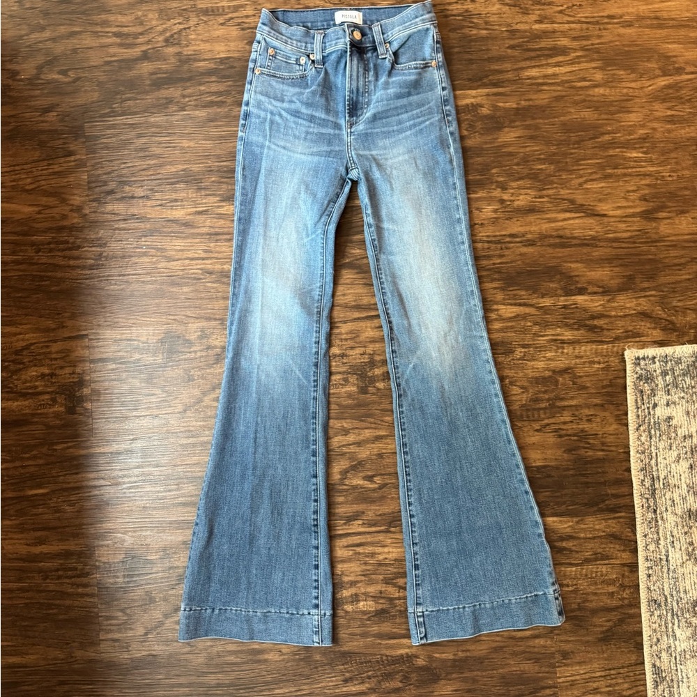 PISTOLA Mid Rise Flare Jeans Medium Wash Stretch Denim size 24